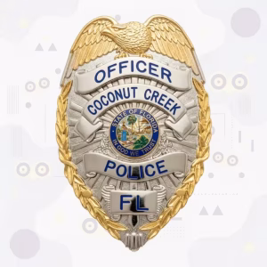 Coconut Creek Police Officer Two-Tone Gold Eagle Shield Metal Badge