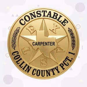 Collin County Constable Precinct 1 Badge with Texas Map Star and Gold Round Disc