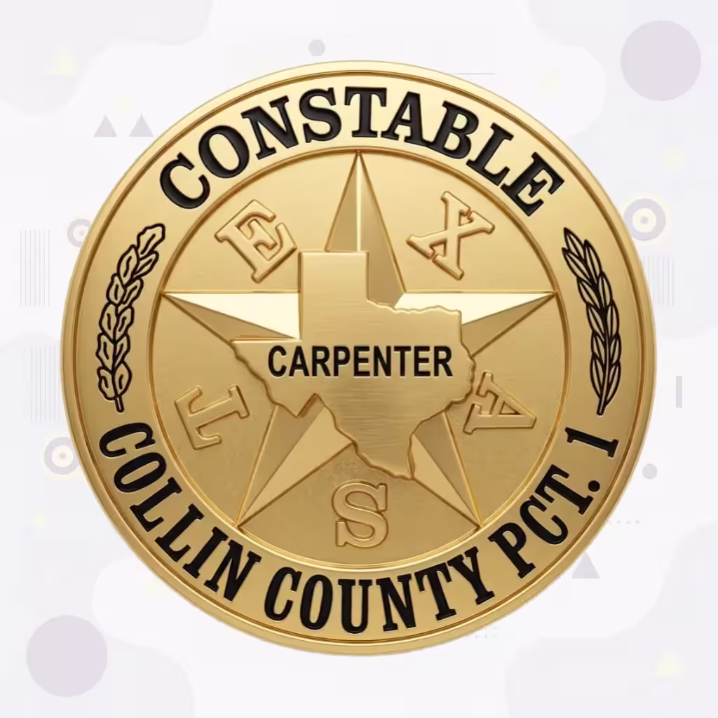 Collin County Constable Pct 1 Gold Round Texas Map Star Metal Badge