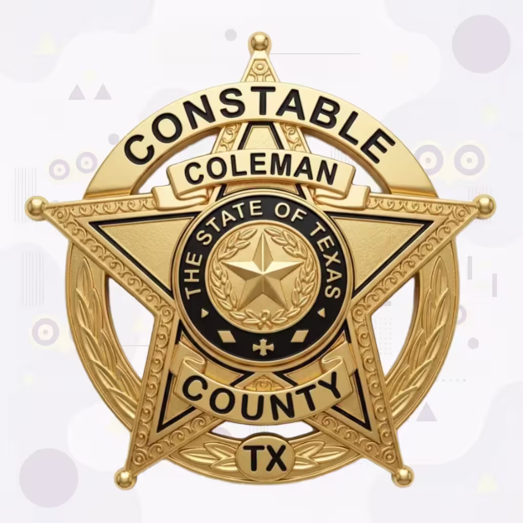Coleman County Constable Black Enamel Star-in-Ring Metal Badge