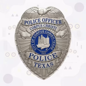 Corpus Christi Police Officer Antique Silver Metal Badge