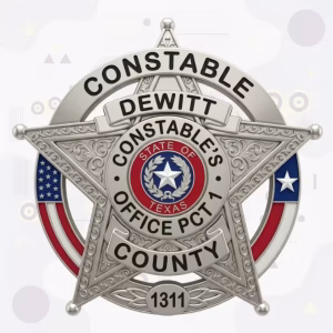 DeWitt County Constable Precinct 1 Badge with Texas Seal and Silver Star-in-Ring
