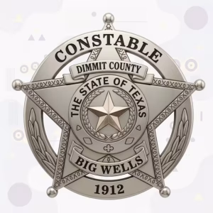 Dimmit County Constable Badge with Tonal Texas Seal and Antique Silver Star-in-Ring