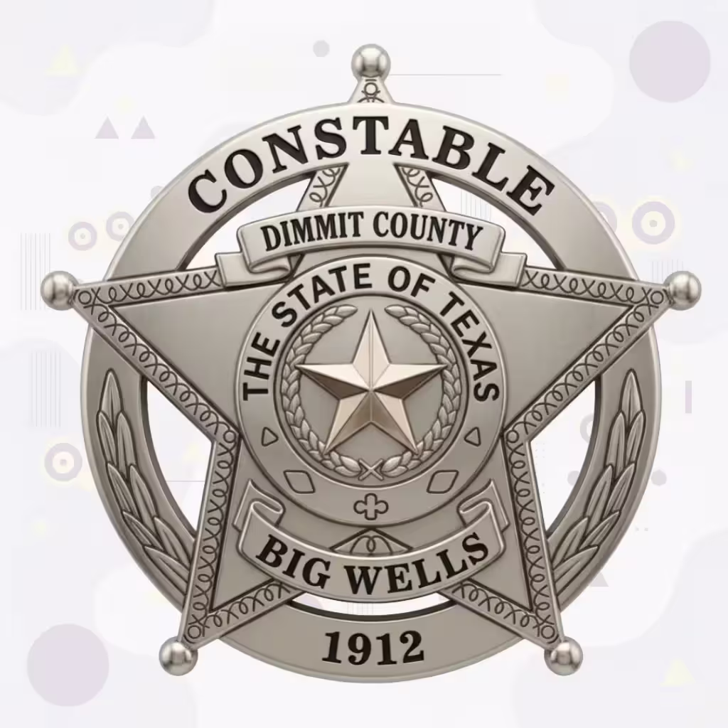 Dimmit County Constable Antique Silver Tonal Star-in-Ring Metal Badge