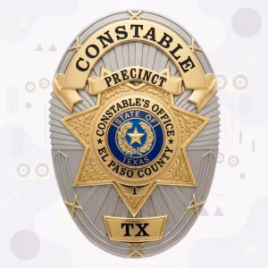 El Paso County Constable Precinct 1 Badge with Blue Enamel Texas Seal and Seven-Point Gold Star