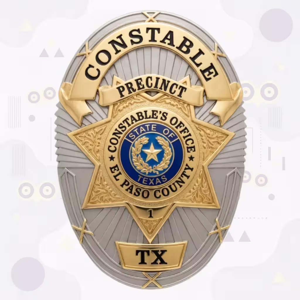 El Paso County Constable Pct 1 Two-Tone Seven-Point Star Oval Shield Metal Badge