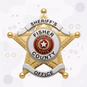 Fisher County Sheriff's Office Red Enamel Two-Tone Metal Badge