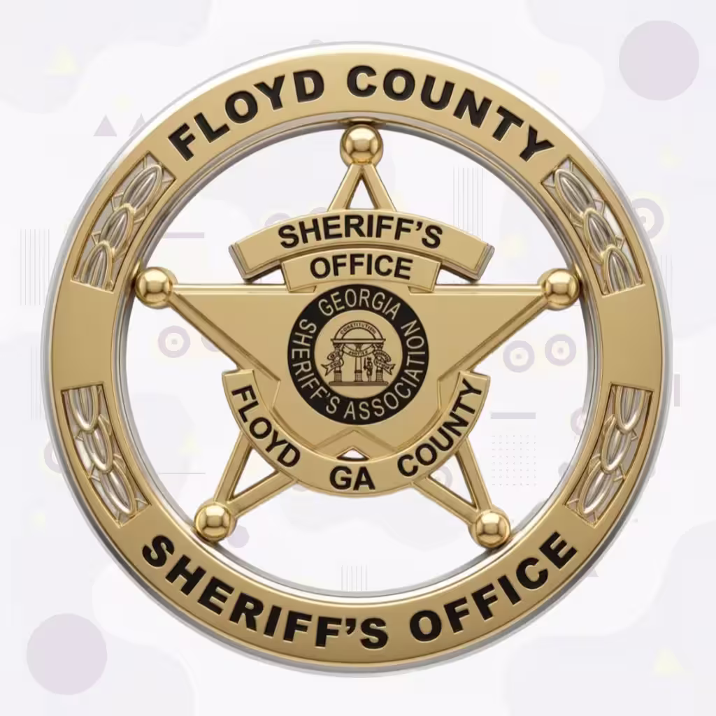 Floyd County Sheriff Gold Star-on-Ring Metal Badge