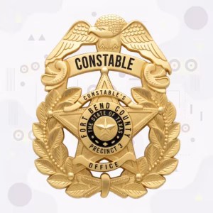 Fort Bend County Constable Precinct 3 Badge with Black Enamel Texas Seal and Gold Eagle-Top Star