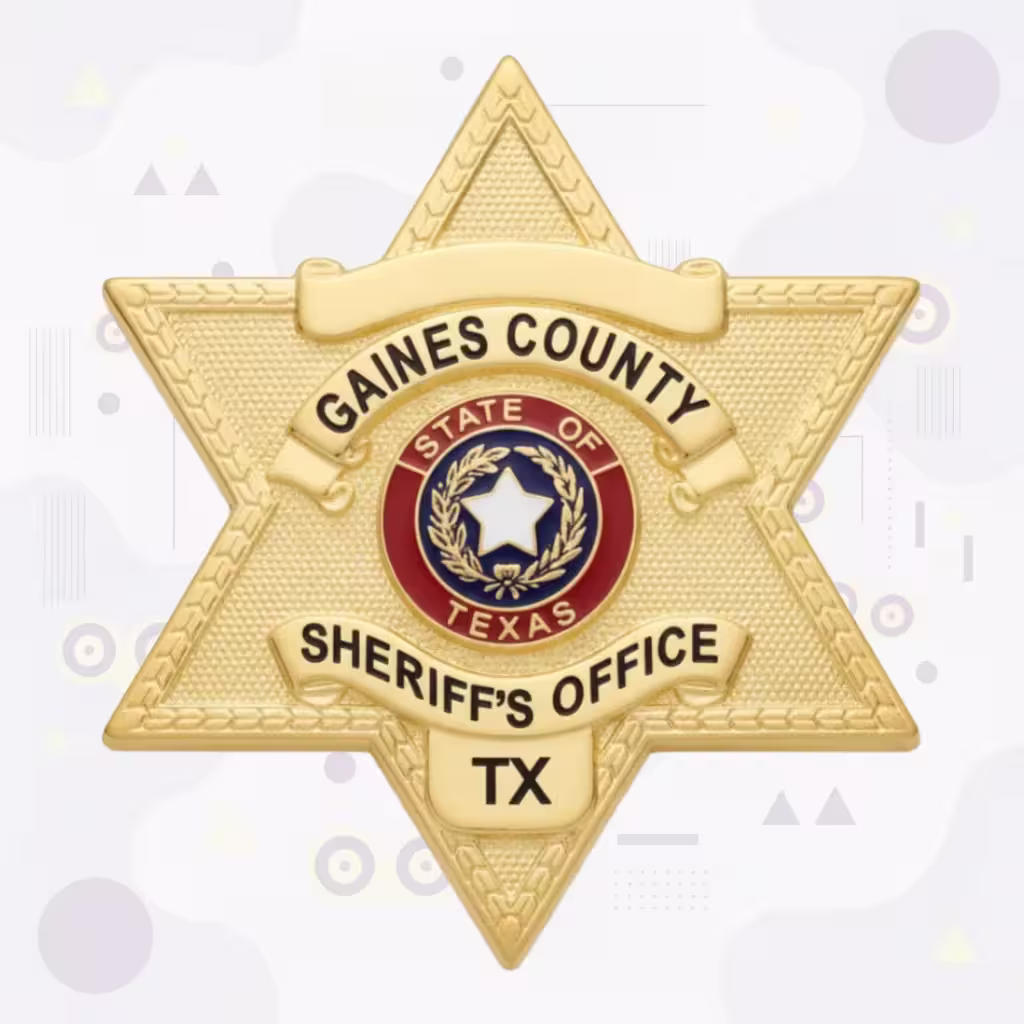 Gaines County Sheriff Gold Six-Point Star Metal Badge