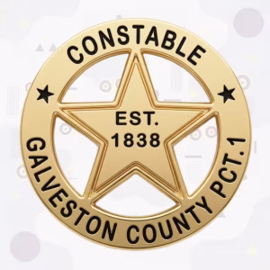 Galveston County Constable Precinct 1 Badge with Cut-Out Gold Star and Ring Lettering