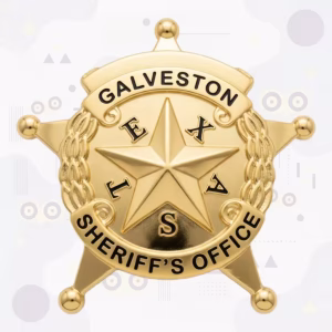 Galveston County Sheriff’s Office Badge with Raised Texas Star in Tonal Gold