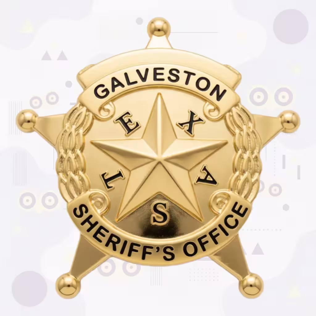 Galveston County Sheriff Tonal Gold Raised Star Metal Badge