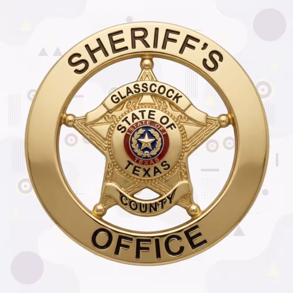 Glasscock County Sheriff Gold Star-on-Ring Texas Seal Metal Badge
