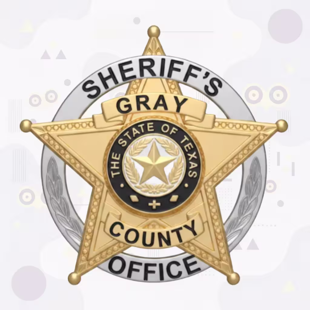 Gray County Sheriff Two-Tone Star-on-Ring Metal Badge