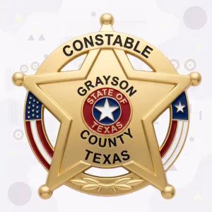 Grayson County Constable Badge with US and Texas Flag Panels and Gold Star-in-Ring