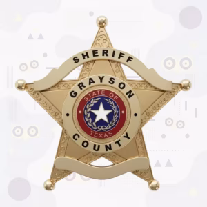 Grayson County Sheriff Gold Scrollwork Star Metal Badge