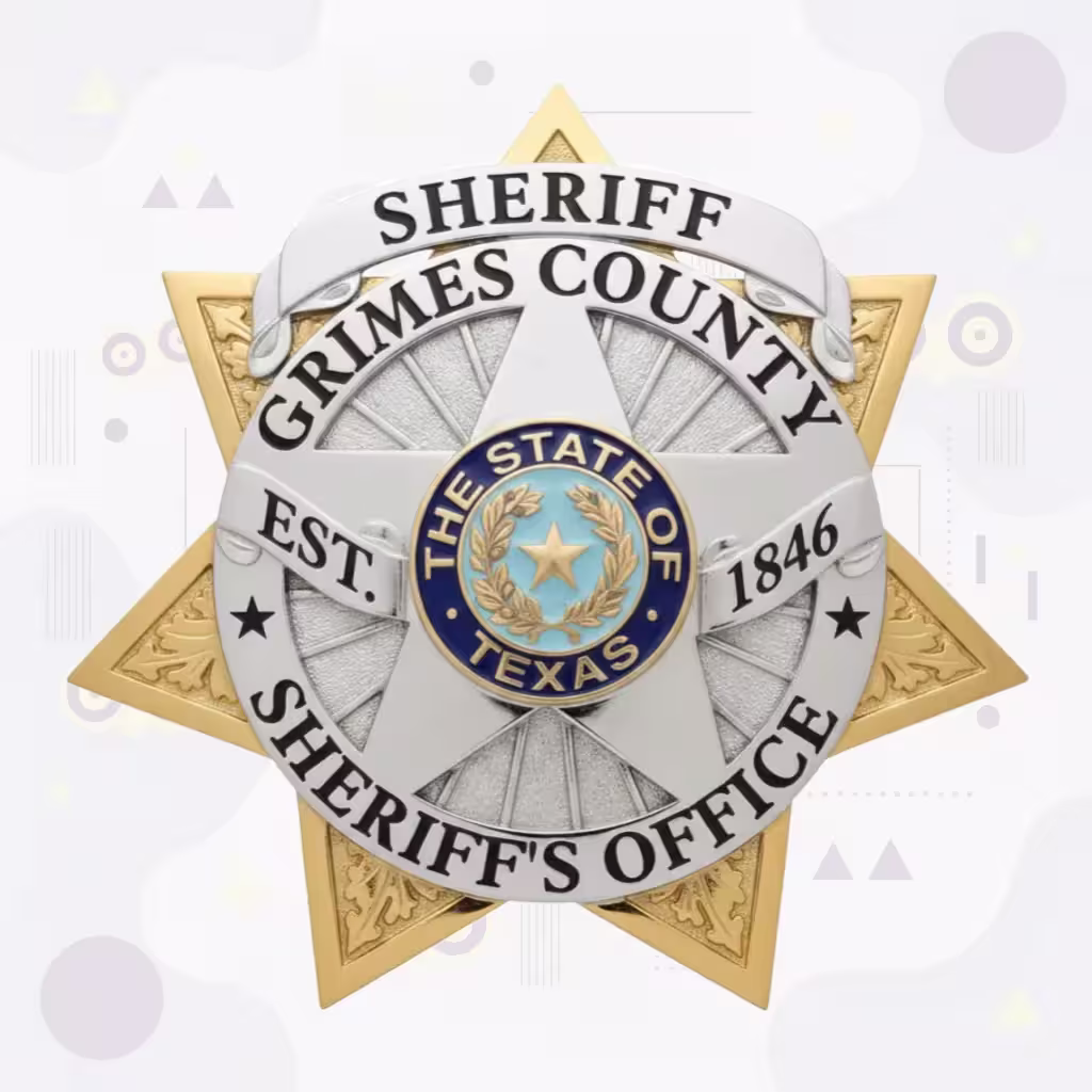 Grimes County Sheriff Two-Tone Seven-Point Star Metal Badge