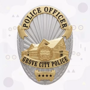 Grove City Police Two-Tone Oval Ohio Seal Metal Badge