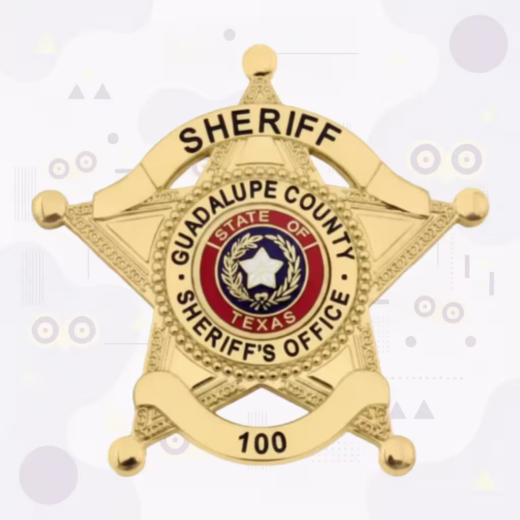 Guadalupe County Sheriff Gold Centennial Star Metal Badge