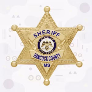 Hancock County Sheriff's Office Blue Enamel Six-Point Star Metal Badge