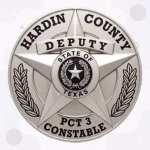 Hardin County Deputy Constable Precinct 3 Badge with Black Enamel Texas Seal and Silver Star