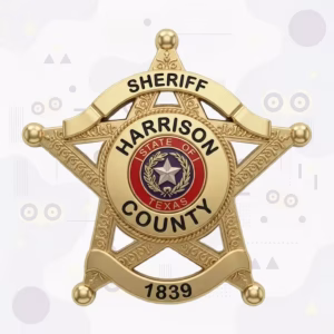 Harrison County Sheriff Gold Rope-Ring Star Metal Badge