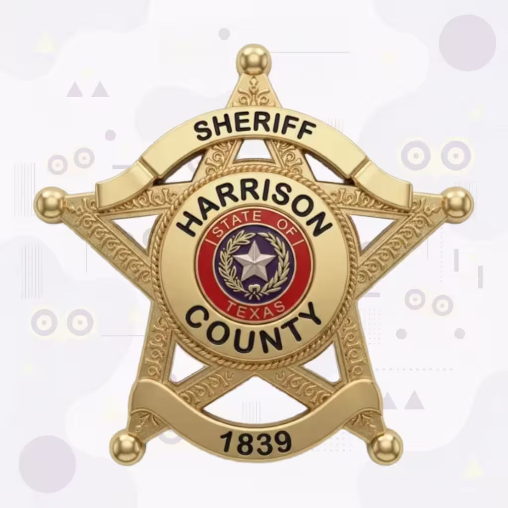 Harrison County Sheriff Gold Rope-Ring Star Metal Badge