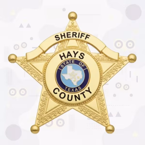 Hays County Sheriff’s Office Badge with Texas Map Seal and Pebbled Star