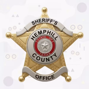 Hemphill County Sheriff Two-Tone Scrollwork Star Metal Badge
