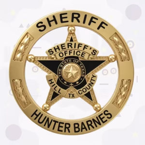 Hill County Sheriff Black Enamel Star-in-Ring Metal Badge