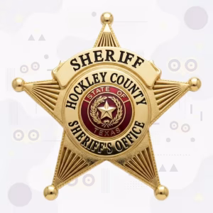 Hockley County Sheriff Gold Sunburst Star Metal Badge