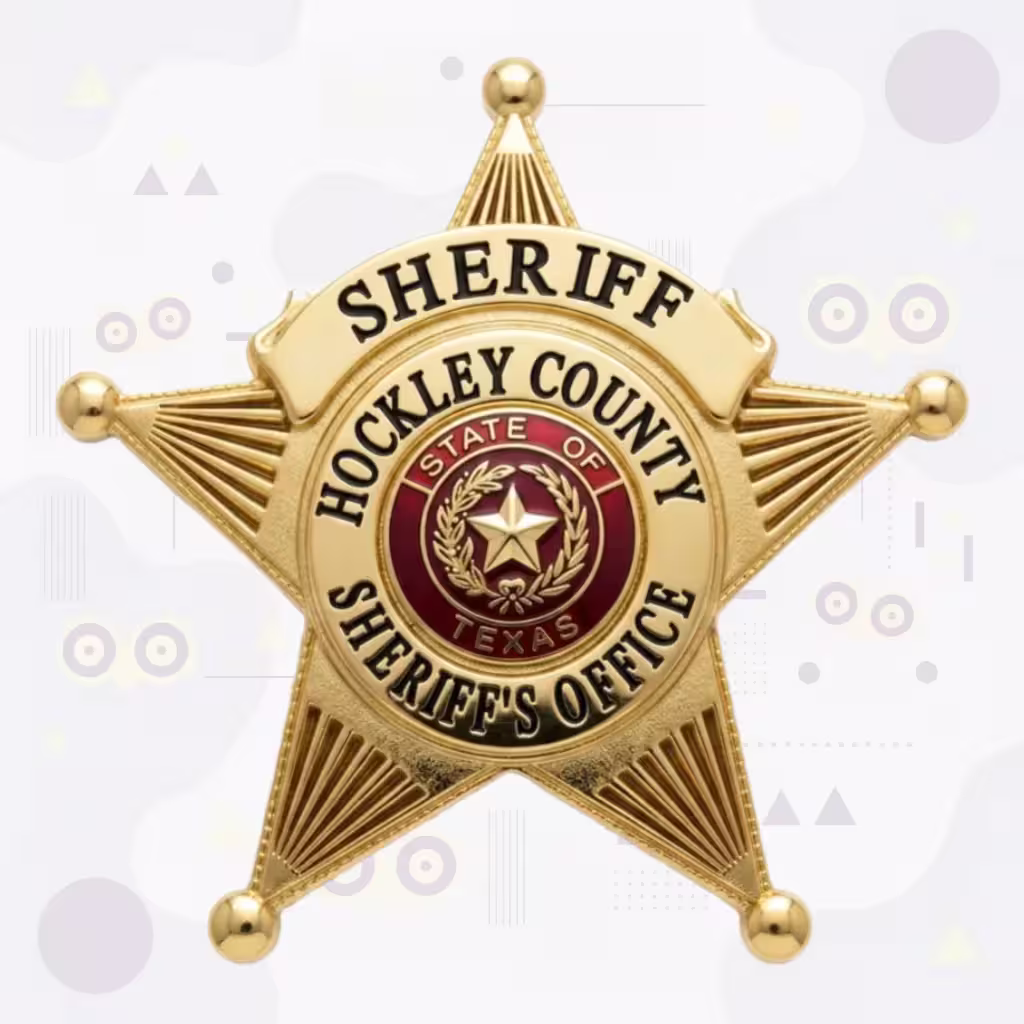 Hockley County Sheriff Gold Sunburst Star Metal Badge