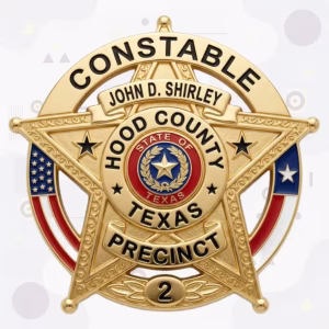 Hood County Constable Precinct 2 Badge with Wreathed Texas Seal and Gold Filigree Star-in-Ring