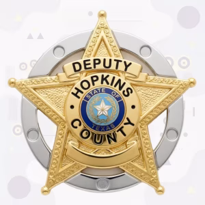 Hopkins County Sheriff Two-Tone Deputy Star-on-Ring Metal Badge