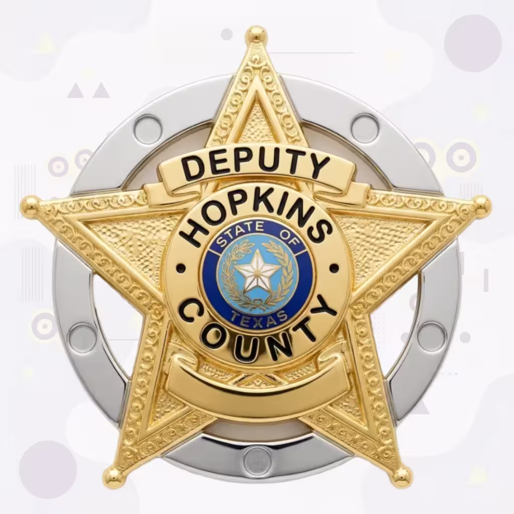 Hopkins County Sheriff Two-Tone Deputy Star-on-Ring Metal Badge
