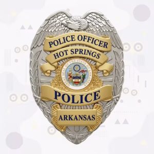 Hot Springs Police Officer Two-Tone Eagle Shield Metal Badge