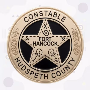 Hudspeth County Constable Badge with Black Enamel Field and Brushed Gold Round Star