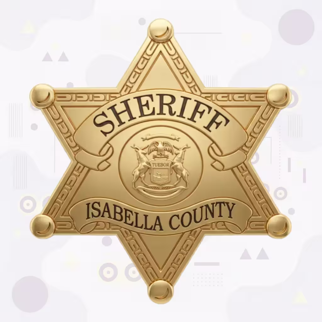 Isabella County Sheriff Tonal Gold Star Metal Badge