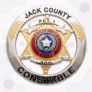 Jack County Constable Precinct 1 Badge with Red and Blue Texas Seal and Two-Tone Six-Point Star