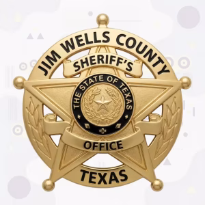 Jim Wells County Sheriff Gold Star on Laurel Ring Metal Badge