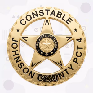 Johnson County Constable Precinct 4 Badge with Black Enamel Texas Seal and Gold Cut-Out Star