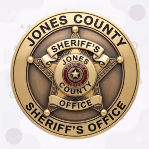 Jones County Sheriff Antique Gold Star-in-Disc Metal Badge