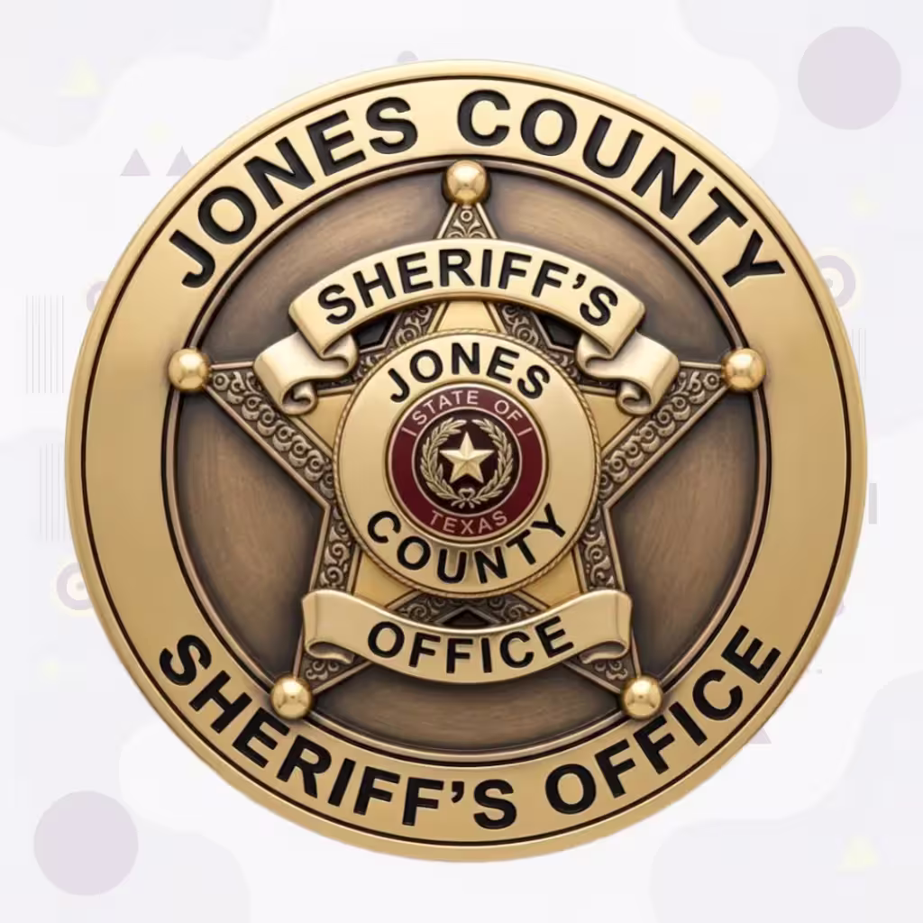 Jones County Sheriff Antique Gold Star-in-Disc Metal Badge