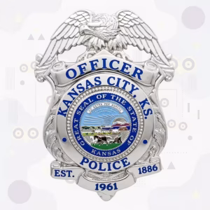 Kansas City Kansas Police Silver Eagle Shield Metal Badge