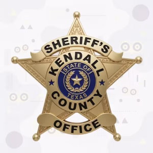 Kendall County Sheriff Gold Star with Blue Star Accents Metal Badge