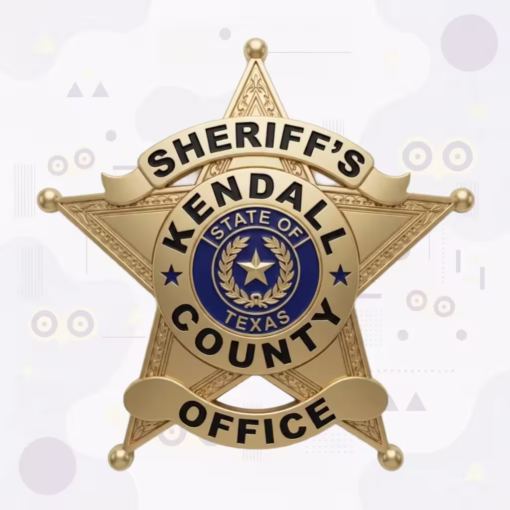 Kendall County Sheriff Gold Star with Blue Star Accents Metal Badge