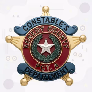Kenedy County Constable Precinct A Badge with Red Enamel Disc and Blue Enamel Banners