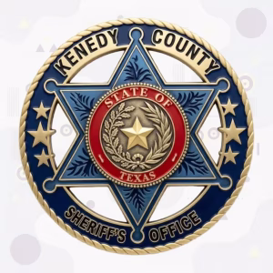 Kenedy County Sheriff’s Office Badge with Red Texas Seal and Blue Enamel Star-in-Ring