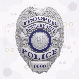 Kentucky State Police Trooper Silver Oval Metal Badge